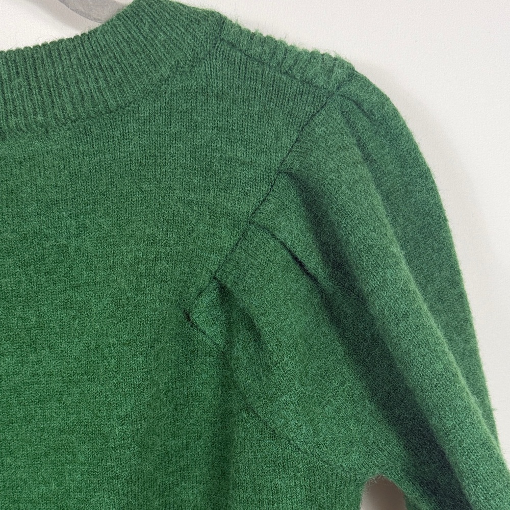 Deluc Emerald Green Crew Neck Sweater. Womens Size M. Pleats. Puff sleeves - Picture 5 of 6